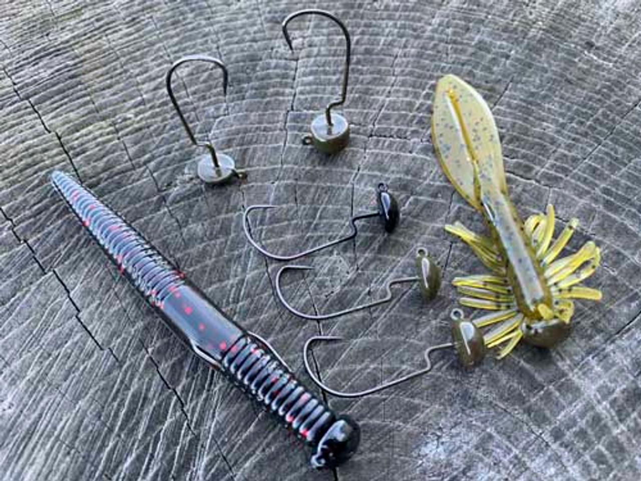 Venom Lures Mini D-K Weedless Ned Rig Heads - Green Pumpkin 