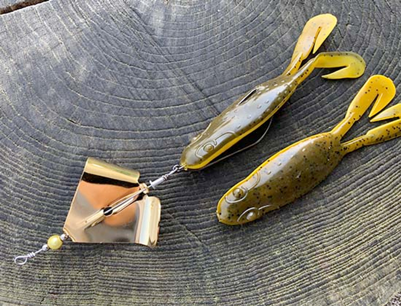 Venom Lures In-Line Hammer Toad Buzzbait - Green Pumpkin Yellow Belly with Silver Blade 