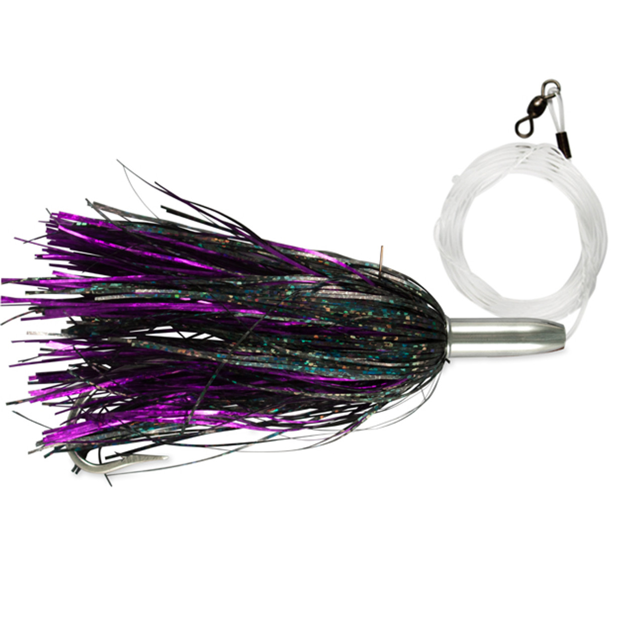 Billy Baits - Mini Turbo Slammer Lure - Rigged & Ready Mono - Purple Shimmer/Black Shimmer 72 