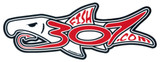 FISH307.com White, Black & Red Logo Sticker