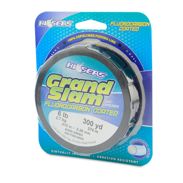 Hi Seas - Grand Slam 100% Fluorocarbon Coated Line - Moss Green - 300yd Filler Spool