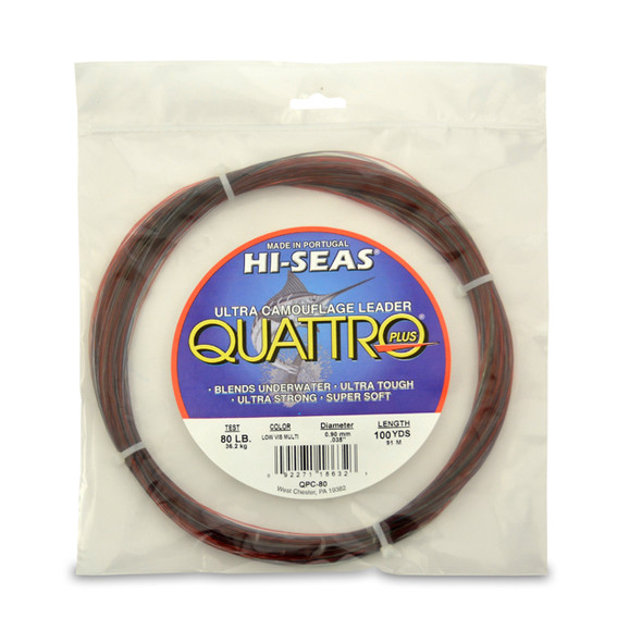 Hi Seas - Quattro 100% Fluorocarbon Leader - 4 Color Camo