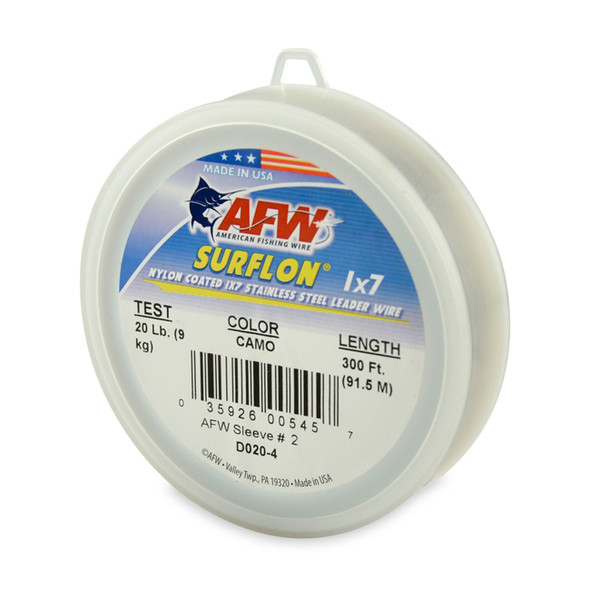 AFW - Surflon Nylon Coated 1x7 Stainless Steel Leader Wire - Camo - 300 Feet