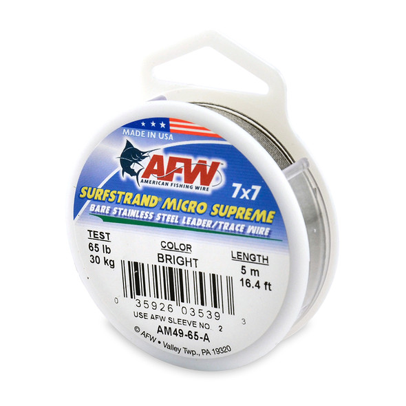 AFW - Surfstrand Micro Supreme Bare 7x7 Stainless Steel Leader Wire - Bright - 16.4 Feet