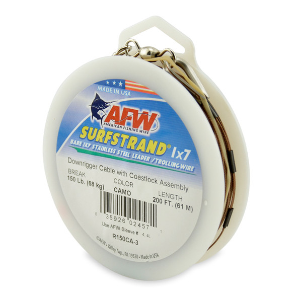 American Fishing Wire Surfstrand 1x7 Stainless Steel Downrigger Wire (Standard Assembly)