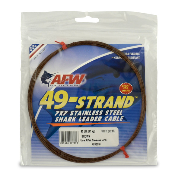 AFW - 49 Strand, 7x7 Stainless Steel Shark Leader Cable - Camo - 30 Feet