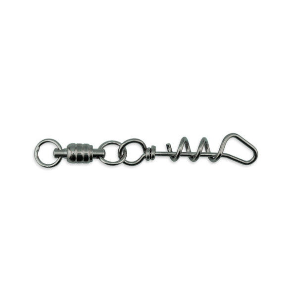 AFW - Stainless Steel Ball Bearing Dredge Swivel with Stainless Steel Corkscrew Snap - Gunmetal Black