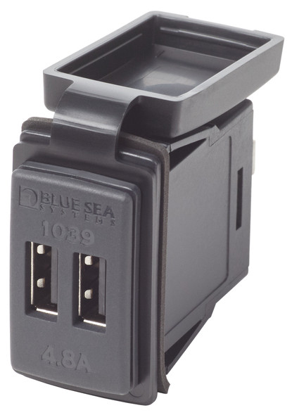 Blue sea dual usb 4.8a laddarport 12/24vdc switch mount