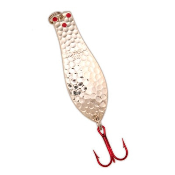 Yellow Bird - Premium Doctor Spoon with Red LazerSharp Hooks in (PM401) Hammered Nickel - 3.75" 5/8oz