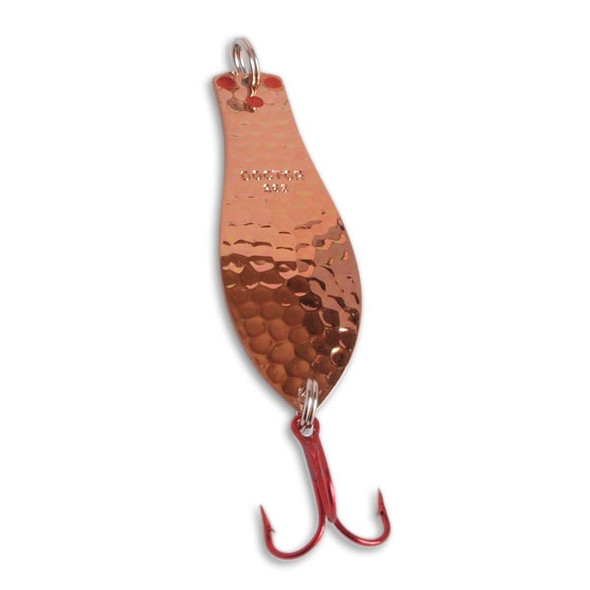 Yellow Bird - Premium Doctor Spoon with Red LazerSharp Hooks in (PM403) Hammered Copper - 3.75" 5/8oz