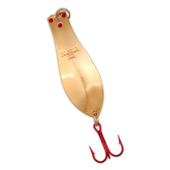 Yellow Bird - Premium Doctor Spoon with Red LazerSharp Hooks in (PM102) Gold - 4.5" 1 3/16oz