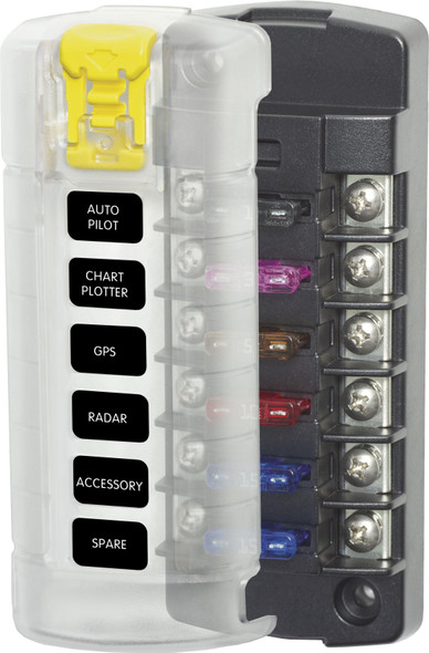 Blue Sea 5035 6-gang Fuse Block St Ato/atc Independent Circuits And Cover