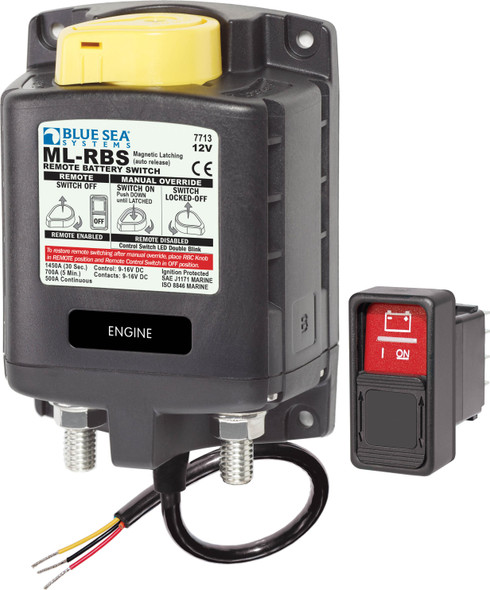 Interruptor de bateria remoto Blue Sea Ml-rbs 12vdc 500a com liberação automática de controle manual