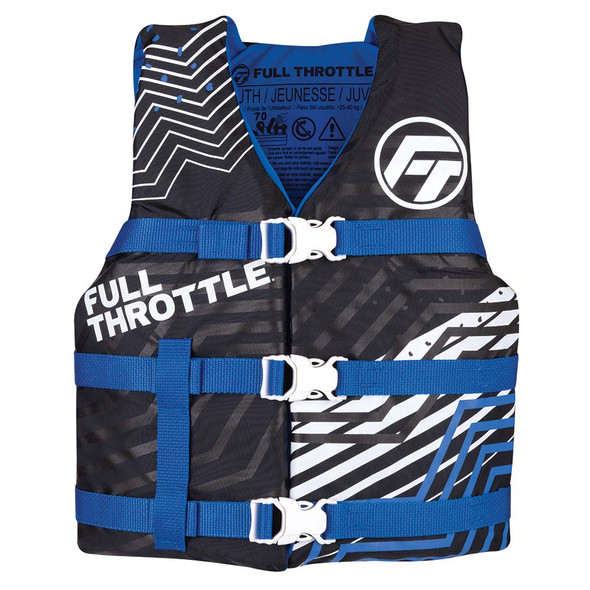 Full Throttle Youth Nylon Life Jacket - Blue/Black