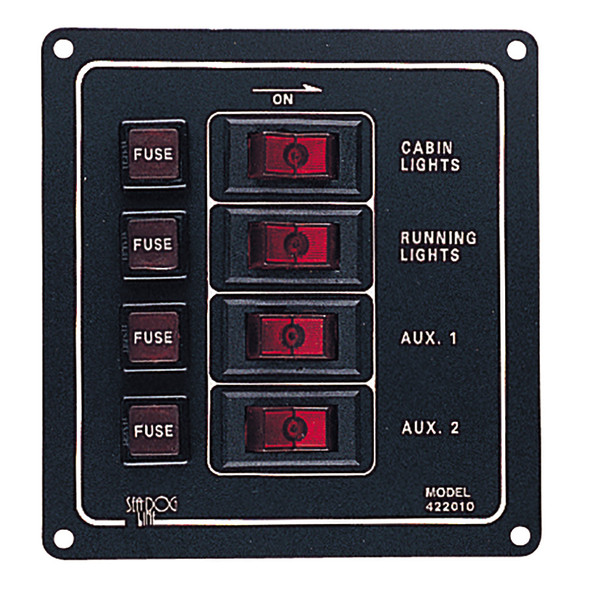 Panneau d'interrupteurs en aluminium Sea-Dog - vertical - 4 interrupteurs