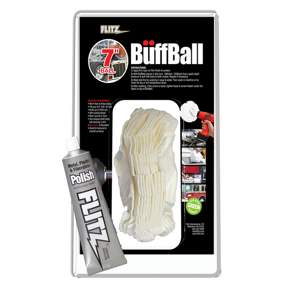 Flitz Buff Ball - Extra Large 7" - White w/1.76oz Tube Flitz Polish