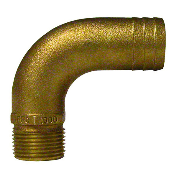 GROCO 1-1/4" NPT x 1-1/2" ID Bronze Full Flow 90 Elbow Pipe to Hose Fitting