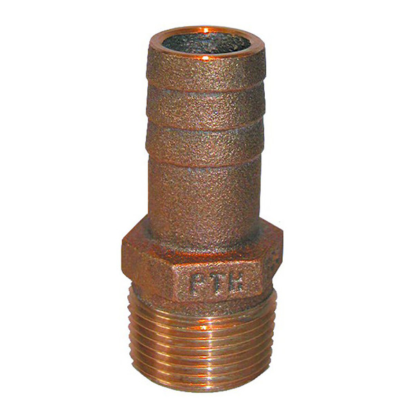 GROCO 1-1/4" NPT x 1-1/4" ID Bronze Pipe to Hose Straight Fitting
