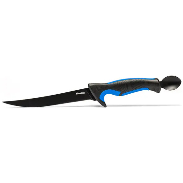 Mustad Fillet Knife With Spoon 7" - Blue w/ Sheath