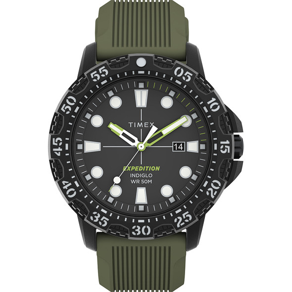 Timex Expedition galatin - mostrador verde e pulseira de silicone verde