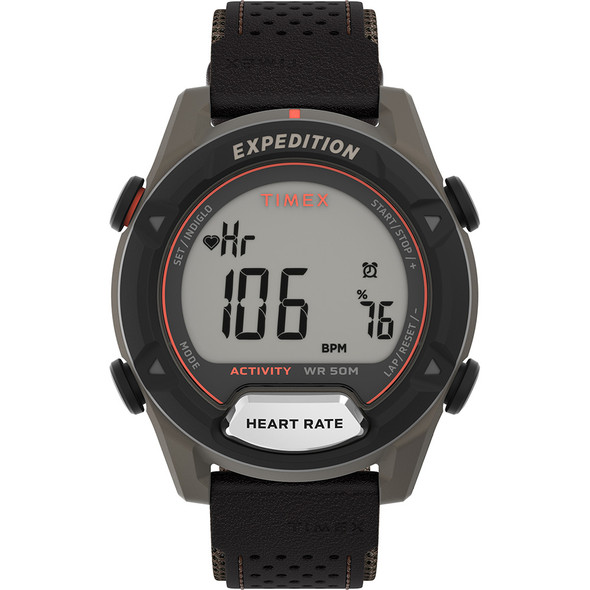 Timex Expedition Trailblazer Activity Tracker + HR – braunes Harzgehäuse – braunes Leder mit braunem Stoffarmband