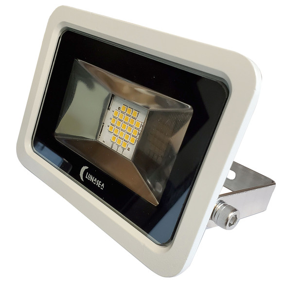 Lunasea 10W Slimline LED Floodlight, 120VAC Only, Cool White, 1200 Lumens, 3' Cord - White Housing