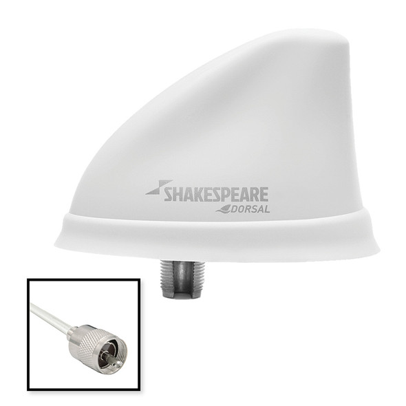 Shakespeare Dorsal Antenna White Low Profile 26' RGB Cable w/PL-259
