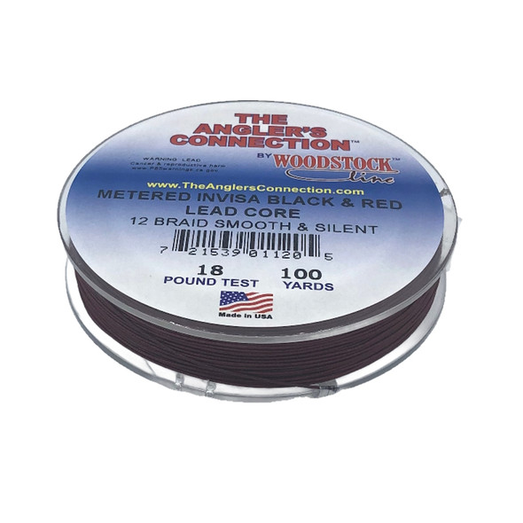 The Angeler's Connection de Woodstock - Invisa Core Metered Braid 100 Yd Spool 18# Test Black & Red