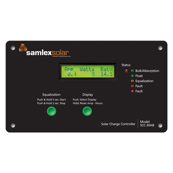 Samlex Flush Mount Solar Charge Controller med LCD-skärm - 30A