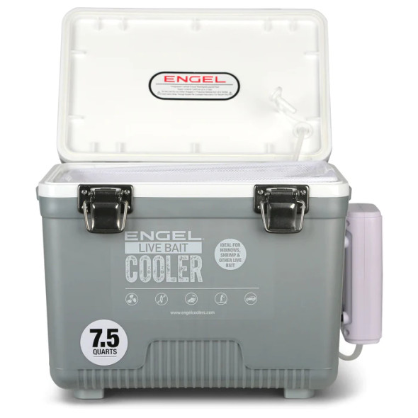 Engel 7.5Qt Live bait Pro Cooler com arejador recarregável AP3 e hardware inoxidável