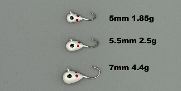 FISH307 Tungsten Ice Jig - White Polka Dot