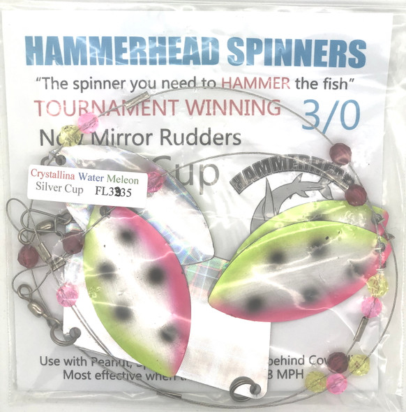 Hammerhead Custom Cowbell Spinners 5/0 Aluminum Crystallinna Water