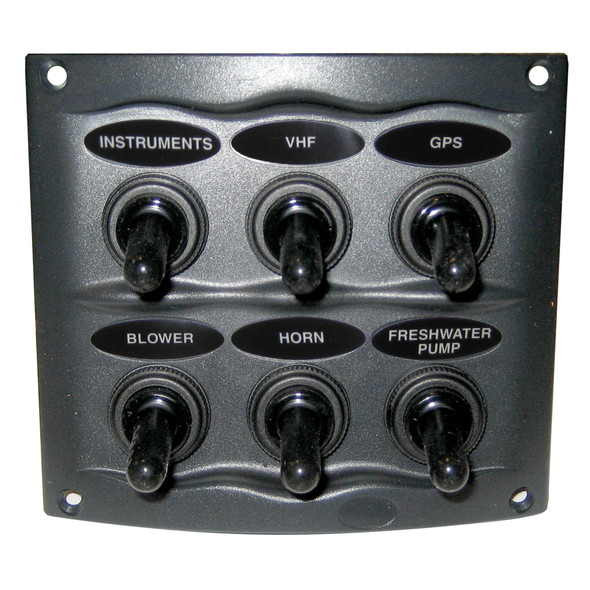 Marinco Waterproof Panel - 6 Switches - Grey
