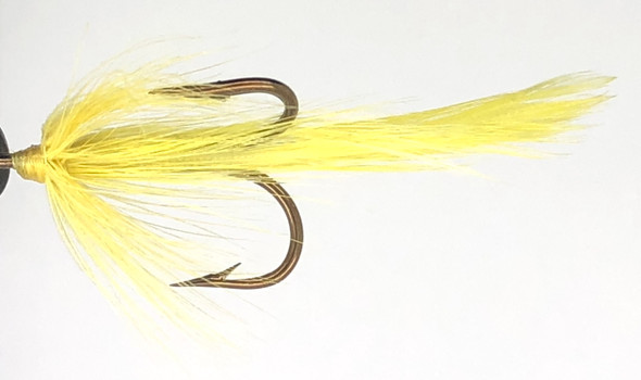 10 Mouches - Tête Jaune Plume Jaune sur Hameçon Triple Mustad Bronze 2