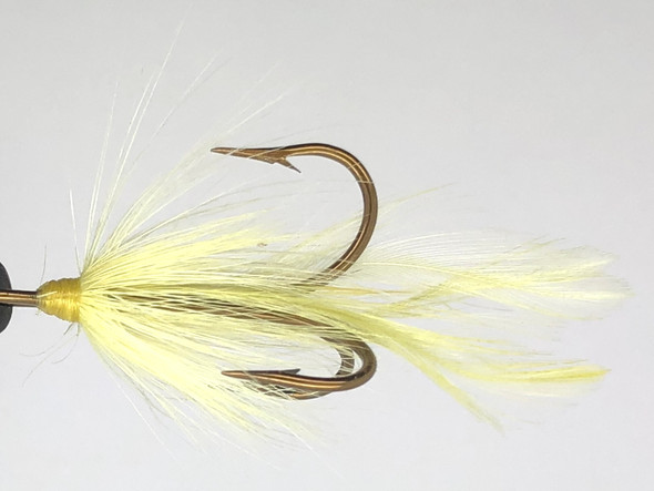 10 Mouches - Plume Jaune Tête Jaune sur Bronze 1 Hameçon Triple Mustad