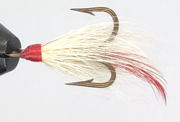 10 Flies -  White Buck Red Head Red Tail Bronze 4 Mustad Treble Hook