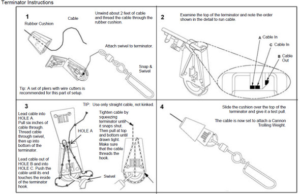 Cannon Downrigger Qty of 2 Weight or Ball Clip Terminators