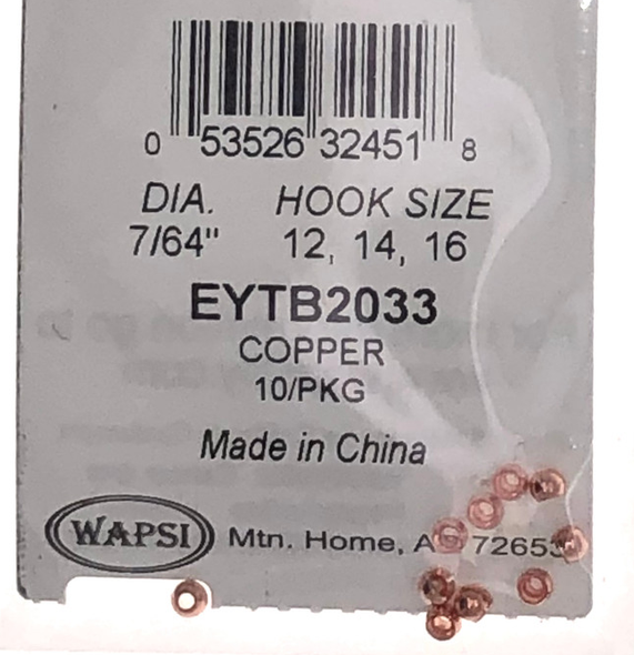 Wapsi Tungsten Beads - 10 per pack - Copper 7/64"