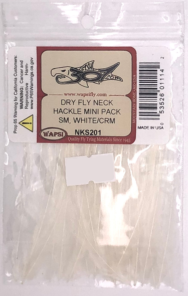 Wapsi Dry Fly Neck Hackle Mini Pack Small - White/Cream