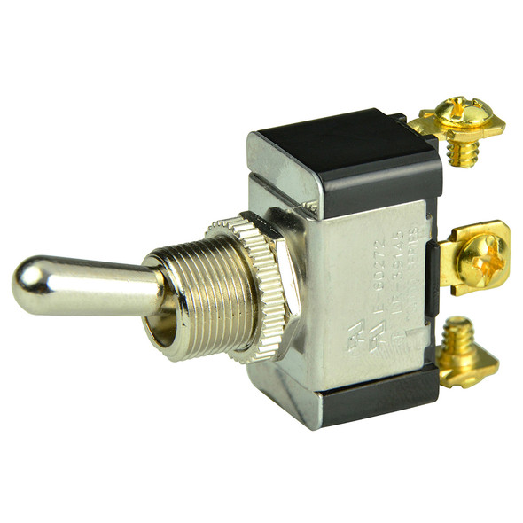 BEP SPDT Chrome Plated Toggle Switch - ON/OFF/(ON)