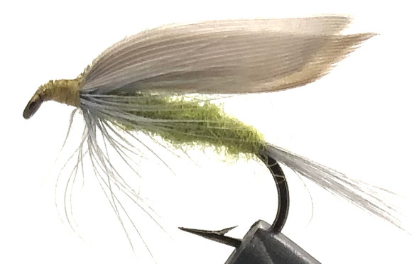 10 fluer - Wet Blue Wing Olive på en bronze 10 Mustad krog