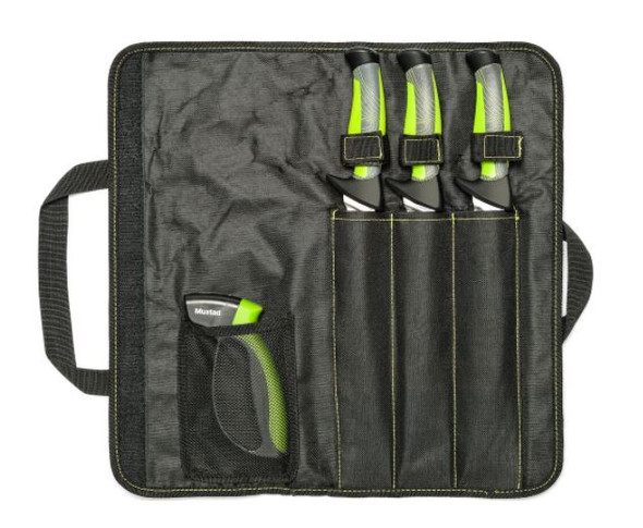 Mustad Green 3 Knife Kit With Knife Sharpener - MT102