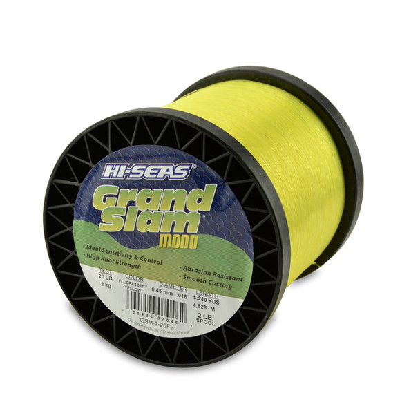 Hi Seas - Grand Slam Monofilament Line - Fluorescent Yellow - 2 Pound Spool