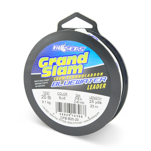 Hi Seas - Grand Slam Bluewater 100% Fluorocarbon Leader - Blue - 25yd Spool