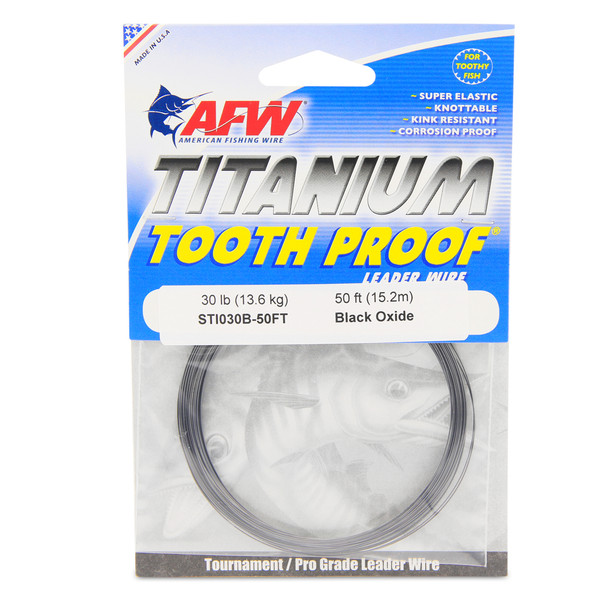 AFW - Titanium Tooth Proof Single Strand Leader Wire - Black Oxide - 50 Feet