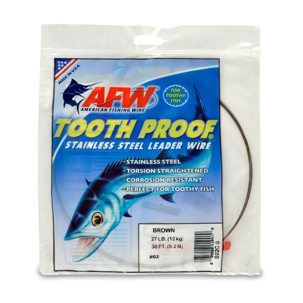 AFW - Tooth Proof Stainless Steel Single Strand Leader Wire - Camo - 30 Feet