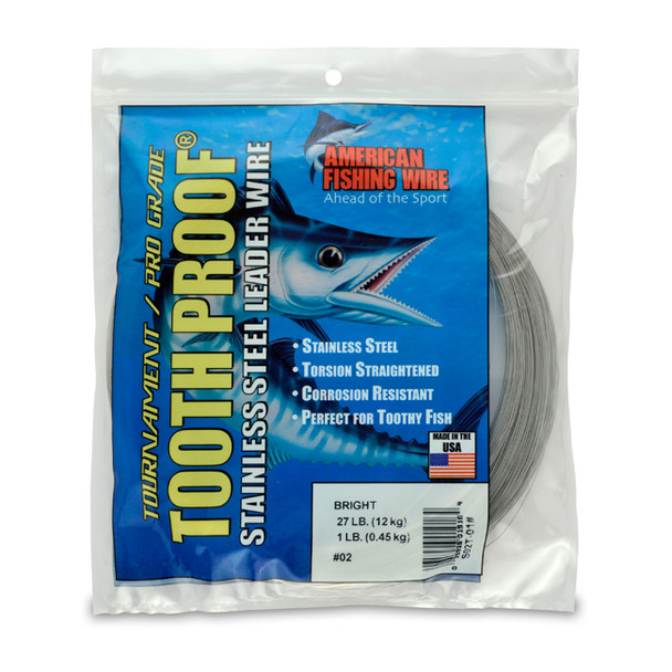 AFW - Tooth Proof Stainless Steel Single Strand Leader Wire - Bright - 1 Pound Coil