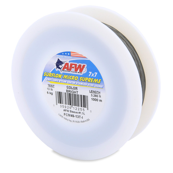 AFW - Surflon Micro Supreme Nylon Coated 7x7 Stainless Steel Leader Wire - Bright - 3280 Feet