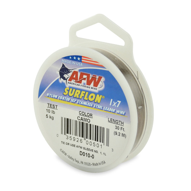 AFW - Surflon Nylon Coated 1x7 Stainless Steel Leader Wire - Camo - 30 Feet