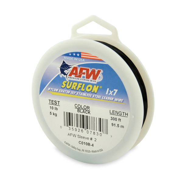 AFW - Surflon Nylon Coated 1x7 Stainless Steel Leader Wire - Black - 300 Feet